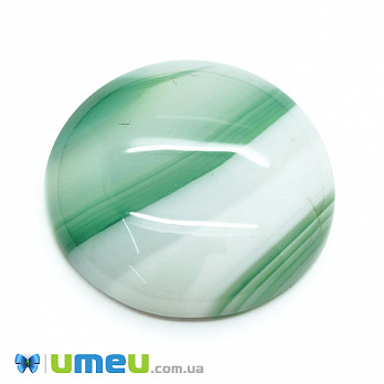 Кабошон нат. камень Агат зеленый, Круглый, 25 мм, 1 шт (KAB-020309)