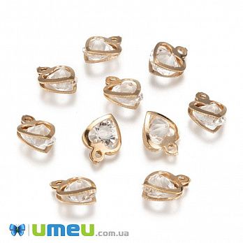 [Архів] Підвіска металева Серце (двостор.), Золото, 13х10х6 мм (POD-043643)