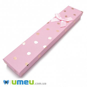 Подарункова коробочка Прямокутна в горох, 21,3х4,4х2,1 см, Рожева (UPK-042832)