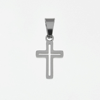 Підвіска з нерж. сталі Хрест, 18х10,5 мм, Темне срібло (STL-060706)