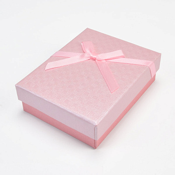 Подарочная коробочка Прямоугольная с бантиком, 9х7х2,5 см, Розовая (UPK-056834)