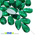 Пришивной кристалл пласт. Капля граненая, 20х12 мм, Изумрудный (KAB-012175)