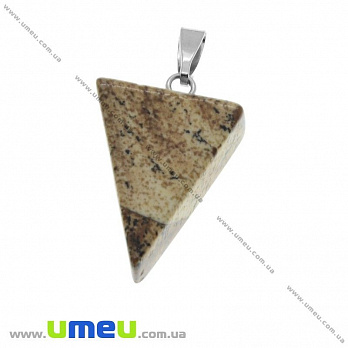 Подвеска Треугольник из натурального камня, Яшма пейзажная, 30х15 мм, 1 шт (POD-020890)
