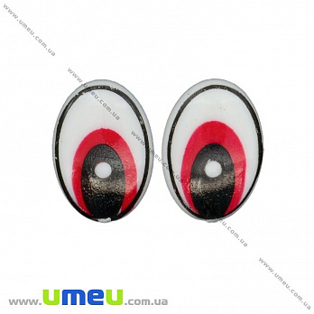 Глазки клеевые овальные, 19х13 мм, Красные, 1 пара (DIF-021166)