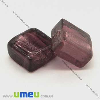 [Архів] Намистина Lampwork Квадратна, 12х12х6 мм, Фіолетова (BUS-003623)