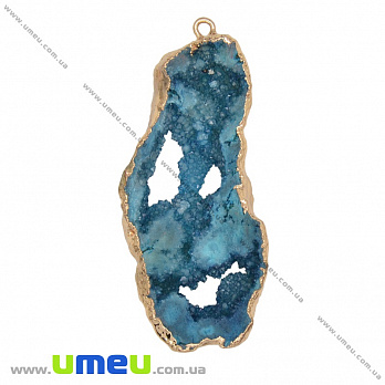 Підвіска з натурального каменю, Друза агату, Блакитна, 55х24 мм (POD-009341)