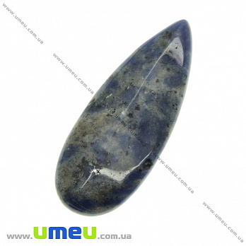 Подвеска из натурального камня без отверстия Капля граненая, Содалит, 60х24 мм, 1 шт (POD-009300)