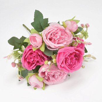 Букет півоній з добавками, 30 см, Рожево-малиновий (DIF-062159)