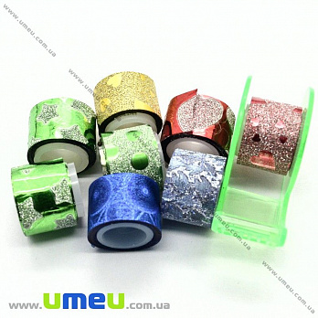 Декоративний скотч гліттерний з дозатором, Мікс, 12 мм (DIF-022565)