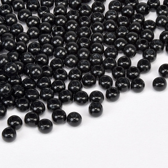 Намистини пластикові Круглі, 3,5 мм, Чорні (BUS-059708)