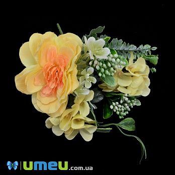 Букет півонії з гортензією, 27 см, Жовтий (DIF-045850)