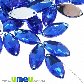 Пришивний кристал пласт. Човник гранований, 12х6 мм, Синій (KAB-012134)