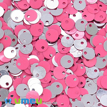 Пайетки Индия круглые плоские (смещённое отверстие), 5 мм, Серебристо-розовые, 5 г (PAI-037440)