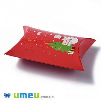 Сборная картонная коробочка, 9х7 см, Красная, Снеговик, 1 шт (UPK-042925)