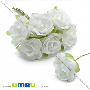 Роза тканевая, 20 мм, Белая, 1 шт (DIF-015023)