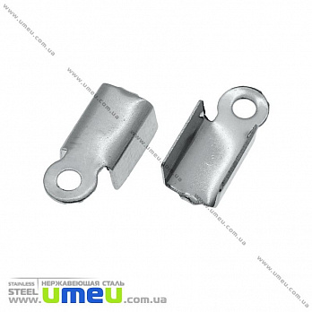 Зажим для шнура из нержавеющей стали, 10х4 мм, Темное серебро, 1 шт (STL-022916)