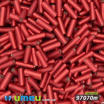 Бисер чешский Стеклярус 3 10/0, №97070m, Красный блестящий матовый, 7 мм, 5 г (BIS-025499)