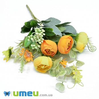 Букет півонії з ромашками, 34 см, Помаранчевий (DIF-045795)