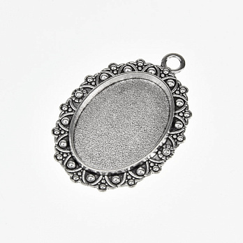 Основа овальна, 39х26 мм, 25х18 мм, Античне срібло (OSN-059448)