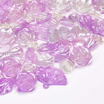 Намистини пластикові, Мікс бузково-білий (BUS-062017)