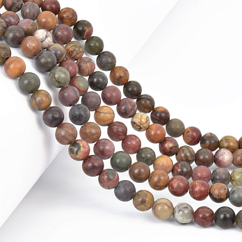 Намистини Яшма Пікассо, Натур. камінь, 6,5 мм, Круглі (BUS-058027)