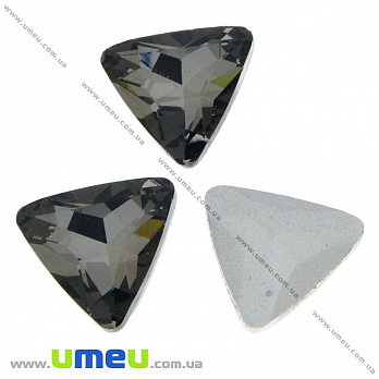 Ріволі скляний, Трикутний гранований, 18х18 мм, Сірий (KAB-021965)