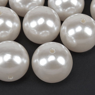 Бусины пластиковые, Круглые Жемчуг, 25 мм, Белые (BUS-060901)