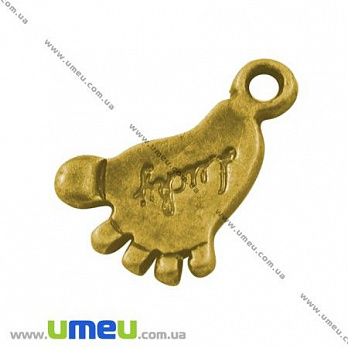 Подвеска металлическая Ножка, Античное золото, 16х10 мм, 1 шт (POD-001186)