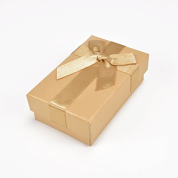 Подарункова коробочка Прямокутна з бантиком, 8х5х2,5 см, Бежева (UPK-057113)