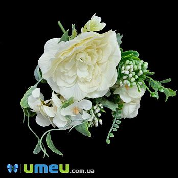 Букет півонії з гортензією, 27 см, Кремовий (DIF-045848)
