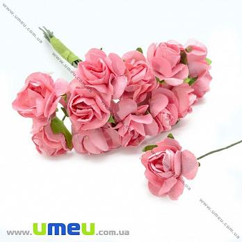 Роза бумажная, 15 мм, Розовая, 1 шт (DIF-006750)