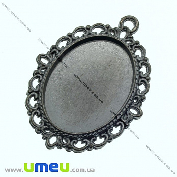 Основа овальна ажурна, 38х28 мм, 25х18 мм, Чорна (OSN-012211)
