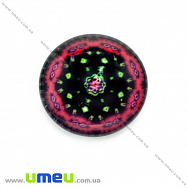 Кабошон стекл. с принтом Узор, 18 мм, Круглый (KAB-013643)