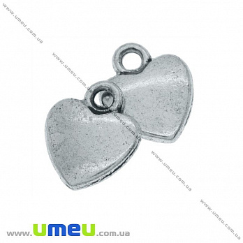 Подвеска металлическая Сердечко, Античное серебро, 12х10 мм, 1 шт (POD-004707)