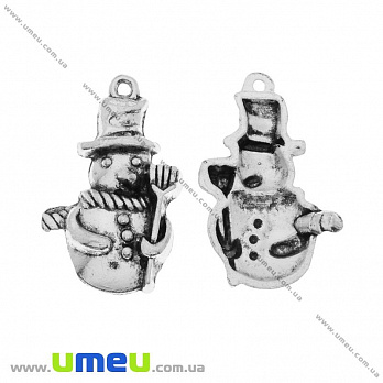 [Архів] Підвіска металева Сніговик, Античне срібло, 27х17 мм (POD-028787)