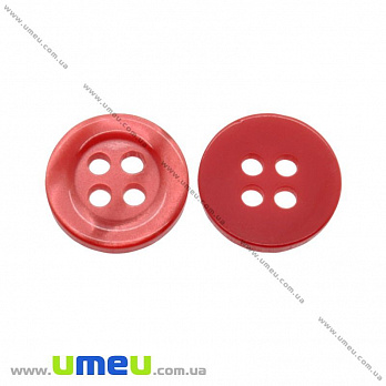 Пуговица пластиковая Круглая, 11,5 мм, Красная, 1 шт (PUG-016445)