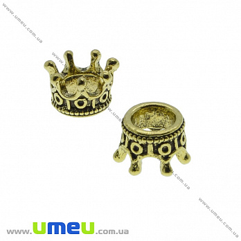 Бусина мет. Корона 10х7 мм, Античное золото, 1 шт (BUS-035072)