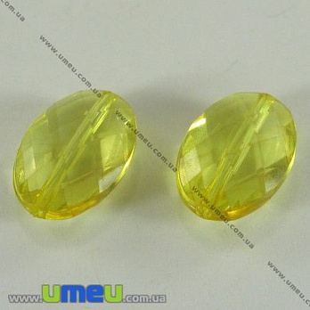 [Архів] Намистина акрилова Овал гранований, 19х13 мм, Жовта (BUS-000773)