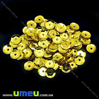 Пайетки Китай круглые граненые, 6,5 мм, Золотистые, 5 г (PAI-013130)