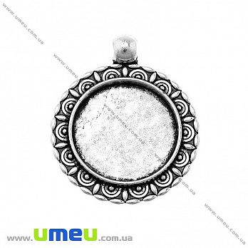 Основа кругла, 34х28 мм, 20 мм, Античне срібло (OSN-020044)