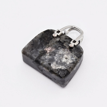 Підвіска Сумочка, Натур. камінь Лабрадорит, 27х24х10 мм (POD-054417)