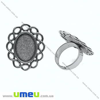 Кольцо под кабошон 18х13 мм, Античное серебро, 1 шт (OSN-013577)
