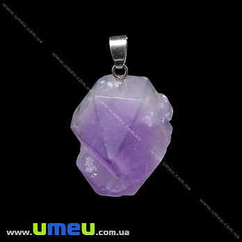 Підвіска з натурального каменю Аметист, 32х17х20 мм (POD-026115)