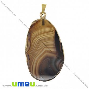 Подвеска из натурального камня, Агат коричневый в фольге, 58х29 мм, 1 шт (POD-033050)
