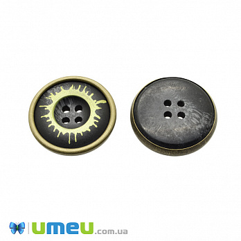 Гудзик пластиковий Круглий, 25 мм, Золотисто-чорний (PUG-046533)