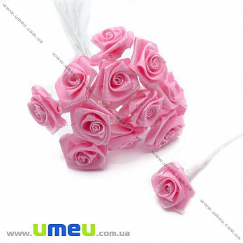 Роза атласная, 13 мм, Розовая, 1 шт (DIF-014622)