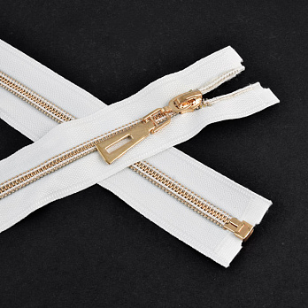 Блискавка спіральна роз'ємна Сільвер, 80 см, Тип 7, Біла, Золото (ZIP-060485)