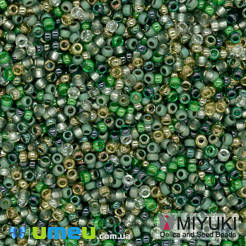 Бісер японський Miyuki круглий RR 15/0 №MIX57, Мікс оливковий (BIS-043341)