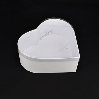 Подарункова коробка Серце з прозорою кришкою, 23х21х8 см, Біла (UPK-060645)