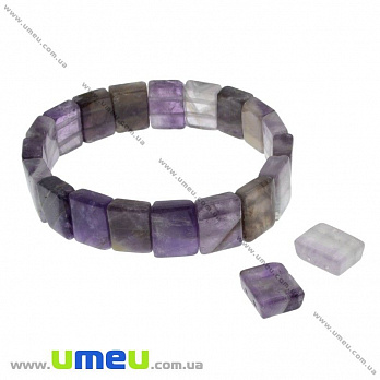 [Архів] Намистина натуральний камінь на два отвори Аметист, 14х11х5 мм (BUS-027533)